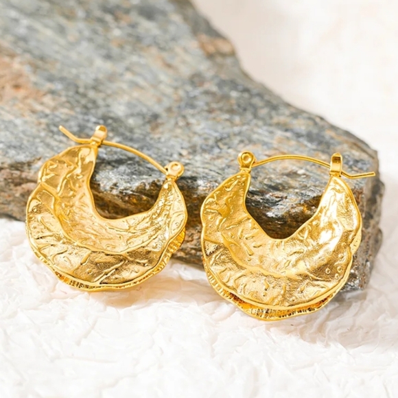 Gold Foil Hoop Earrings - Picture 8 of 12